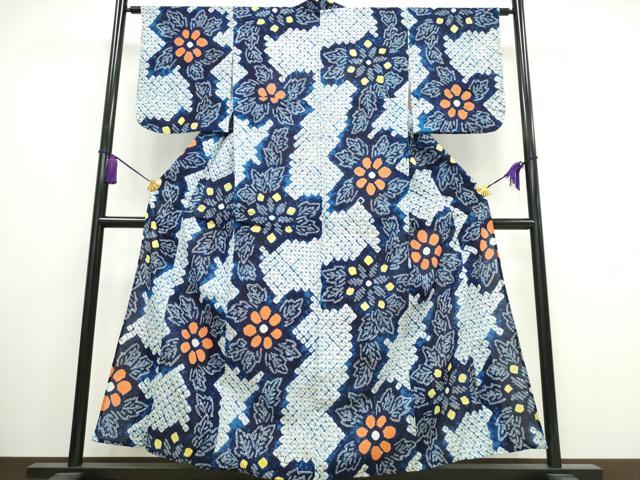 平和屋着物∴夏物 浴衣 有松鳴海絞り 菊文 綿 逸品 CAAW1033ng