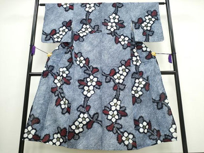 平和屋着物∴夏物 浴衣 有松鳴海絞り 枝花文 綿 逸品 CAAW1034ng