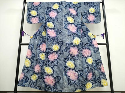 平和屋着物∴夏物 浴衣 有松鳴海絞り 舞花文 綿 逸品 CAAW1035ng