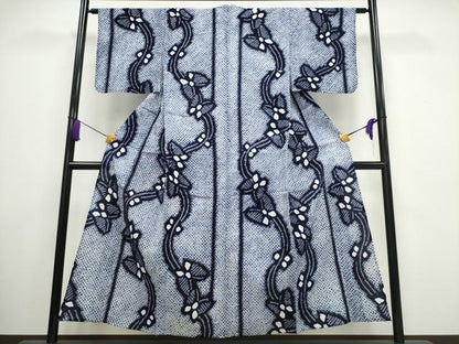 平和屋着物∴夏物 浴衣 有松鳴海絞り 流水舞蝶文 綿 逸品 CAAW1037ng