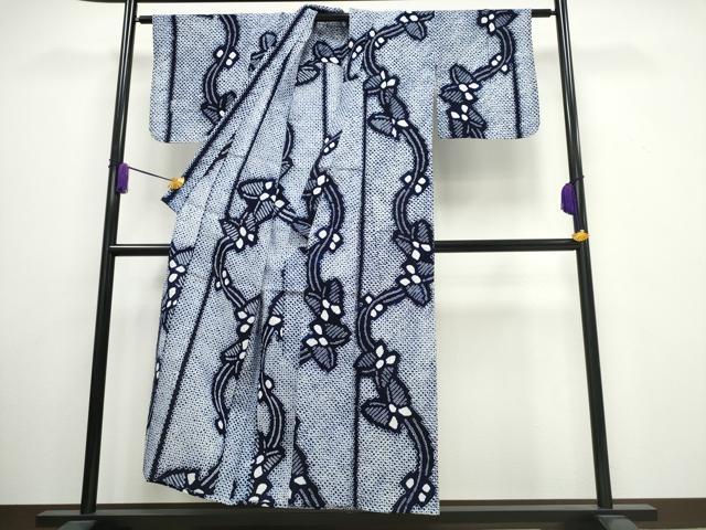平和屋着物∴夏物 浴衣 有松鳴海絞り 流水舞蝶文 綿 逸品 CAAW1037ng