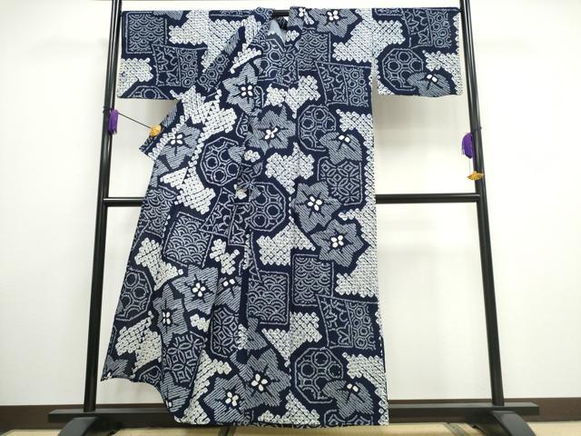 平和屋着物∴夏物 浴衣 有松鳴海絞り 色紙重ね吉祥花文 綿 逸品 CAAW1042ng