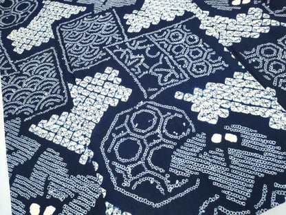 平和屋着物∴夏物 浴衣 有松鳴海絞り 色紙重ね吉祥花文 綿 逸品 CAAW1042ng