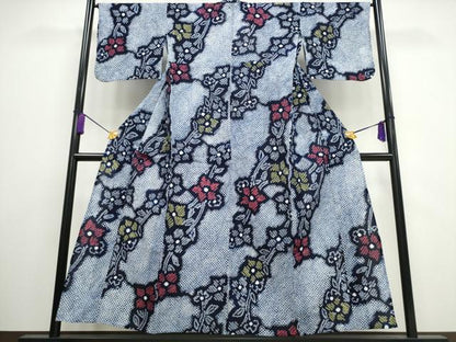 平和屋着物∴夏物 浴衣 有松鳴海絞り 枝花文 綿 逸品 CAAW1043ng