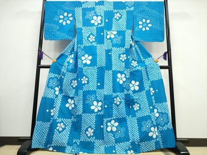 平和屋着物∴夏物 浴衣 有松鳴海絞り 吉祥舞花文 綿 逸品 CAAW1046ng