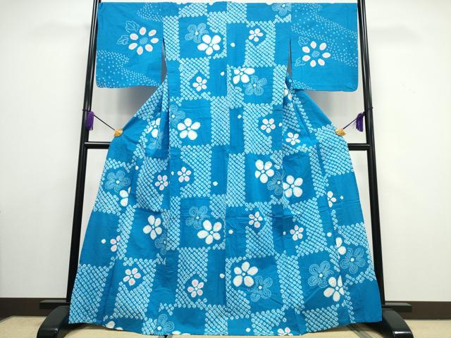 平和屋着物∴夏物 浴衣 有松鳴海絞り 吉祥舞花文 綿 逸品 CAAW1046ng