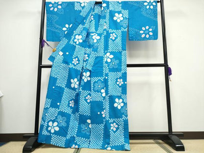 平和屋着物∴夏物 浴衣 有松鳴海絞り 吉祥舞花文 綿 逸品 CAAW1046ng