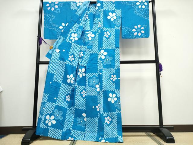 平和屋着物∴夏物 浴衣 有松鳴海絞り 吉祥舞花文 綿 逸品 CAAW1046ng