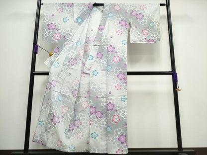 平和屋着物∴夏物　浴衣　綿紅梅　舞桜　暈し染め　綿　逸品　CAAW1051ng