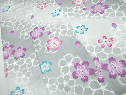 平和屋着物∴夏物　浴衣　綿紅梅　舞桜　暈し染め　綿　逸品　CAAW1051ng