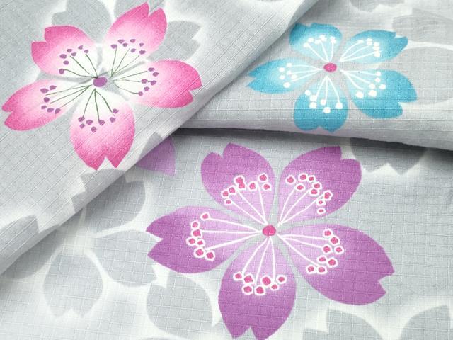 平和屋着物∴夏物　浴衣　綿紅梅　舞桜　暈し染め　綿　逸品　CAAW1051ng