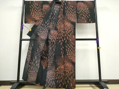 平和屋着物∴夏物　浴衣　綿紅梅　花火　綿　逸品　CAAW1052ng