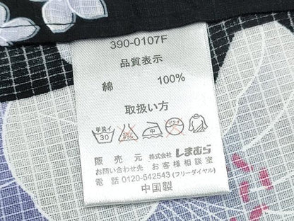 平和屋着物∴夏物 浴衣 綿紅梅 百合 黒地 綿 逸品 CAAW1054ng