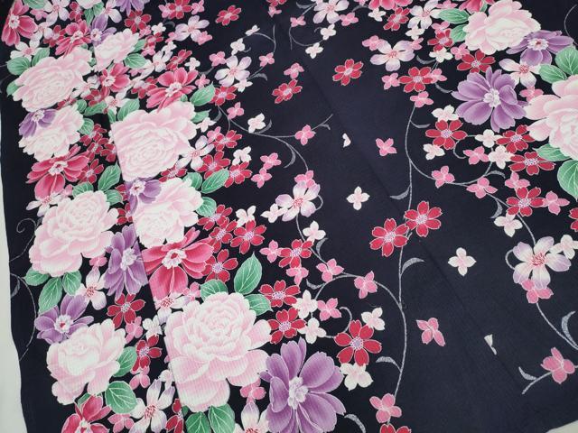 平和屋着物∴夏物 浴衣 綿紅梅 薔薇 草花尽くし 銀彩 綿 逸品 CAAW1055ng