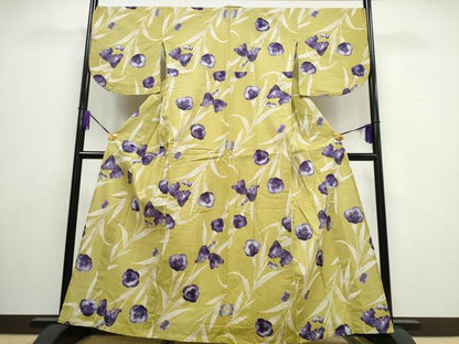 平和屋着物∴夏物 浴衣 縦綿絽 草花文 綿 逸品 CAAW1056ng