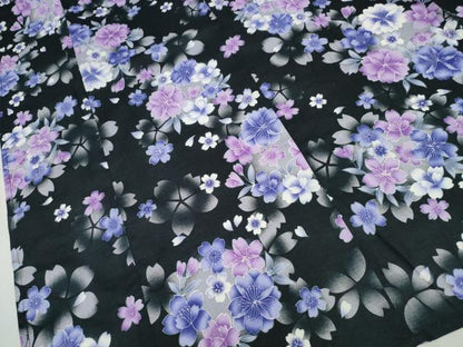 平和屋着物∴夏物 浴衣 綿紅梅 花丸文 黒地 銀彩 綿 逸品 CAAW1058ng