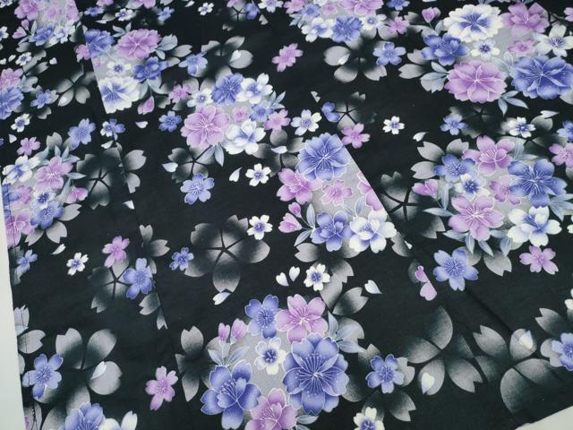 平和屋着物∴夏物 浴衣 綿紅梅 花丸文 黒地 銀彩 綿 逸品 CAAW1058ng