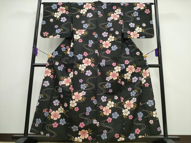 平和屋着物∴夏物 浴衣 綿紅梅 流水舞花文 綿 逸品 CAAW1059ng