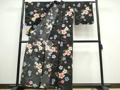 平和屋着物∴夏物 浴衣 綿紅梅 流水舞花文 綿 逸品 CAAW1059ng