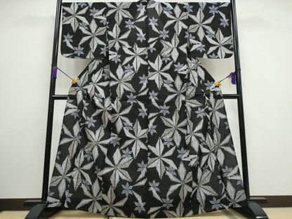 平和屋着物∴夏物 浴衣 麻の葉文 黒地 逸品 CAAW1060ng