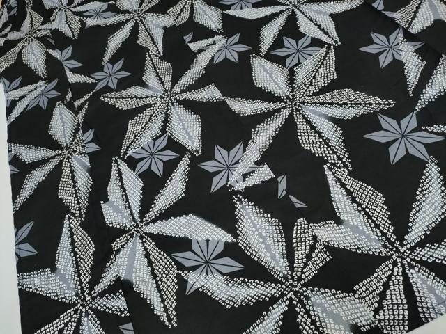 平和屋着物∴夏物 浴衣 麻の葉文 黒地 逸品 CAAW1060ng