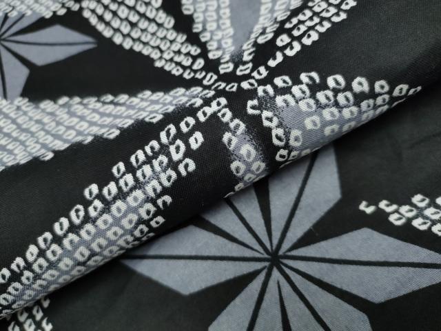 平和屋着物∴夏物 浴衣 麻の葉文 黒地 逸品 CAAW1060ng