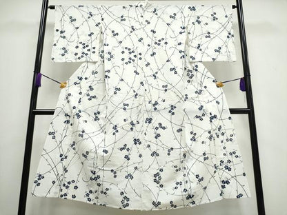 平和屋着物∴夏物 浴衣 小紋・浴衣兼用 綿絽 型染め 草花文 綿 逸品 CAAW1062ng
