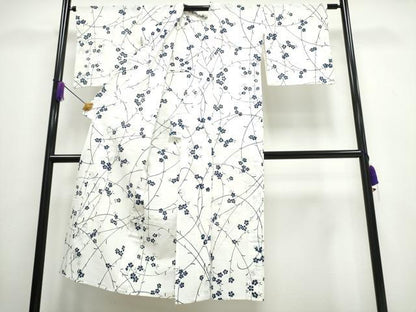 平和屋着物∴夏物 浴衣 小紋・浴衣兼用 綿絽 型染め 草花文 綿 逸品 CAAW1062ng