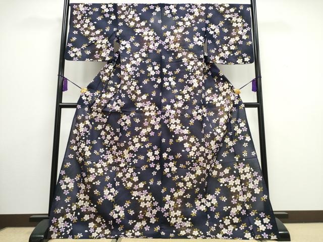 平和屋着物∴夏物 浴衣 綿紅梅 舞桜 金彩 綿 逸品 CAAW1063ng