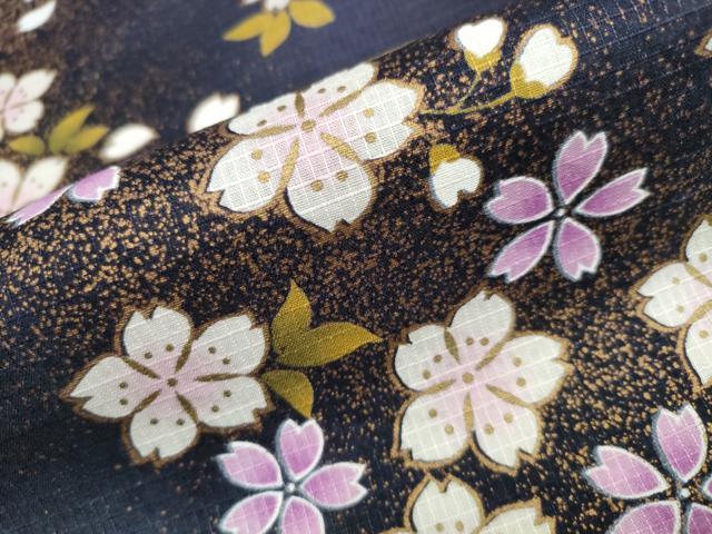 平和屋着物∴夏物 浴衣 綿紅梅 舞桜 金彩 綿 逸品 CAAW1063ng