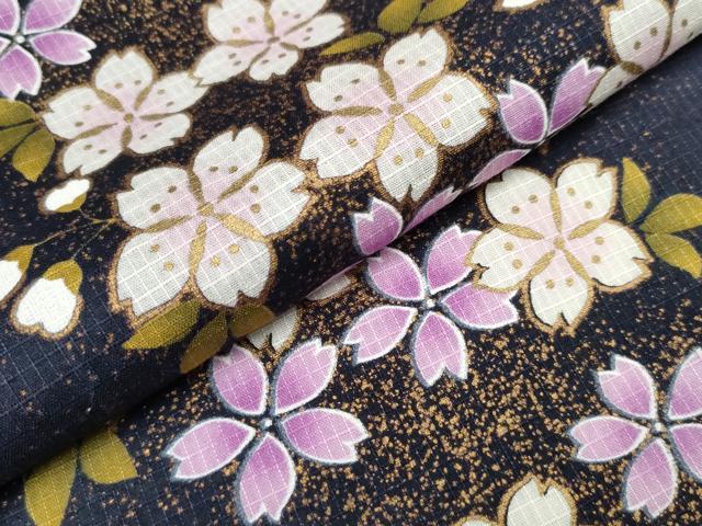平和屋着物∴夏物 浴衣 綿紅梅 舞桜 金彩 綿 逸品 CAAW1063ng