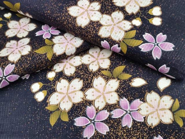 平和屋着物∴夏物 浴衣 綿紅梅 舞桜 金彩 綿 逸品 CAAW1063ng