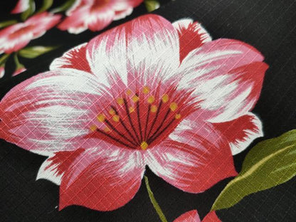 平和屋着物∴夏物 浴衣 綿紅梅 舞花文 黒地 綿 逸品 CAAW1064ng