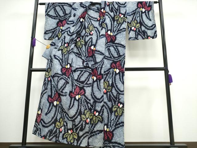 平和屋着物∴夏物 浴衣 有松鳴海絞り 杜若 綿 逸品 CAAW1066ng