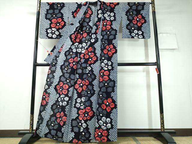 平和屋着物∴夏物 浴衣 有松鳴海絞り 舞花文 綿 逸品 CAAW1069ng