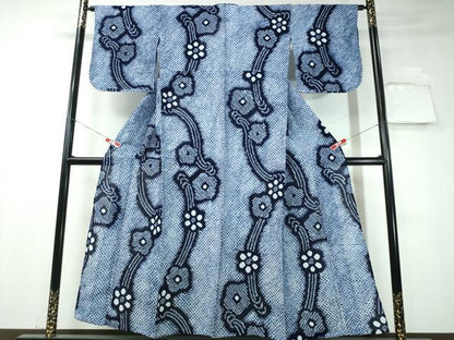 平和屋着物∴夏物 浴衣 有松鳴海絞り 立波舞花文 綿 逸品 CAAW1071ng