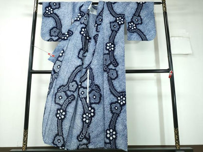 平和屋着物∴夏物 浴衣 有松鳴海絞り 立波舞花文 綿 逸品 CAAW1071ng