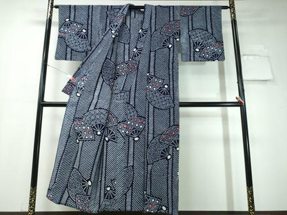 平和屋着物∴夏物 浴衣 有松鳴海絞り 扇面重ね吉祥文 綿 逸品 CAAW1072ng
