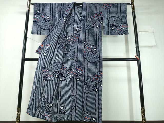 平和屋着物∴夏物 浴衣 有松鳴海絞り 扇面重ね吉祥文 綿 逸品 CAAW1072ng