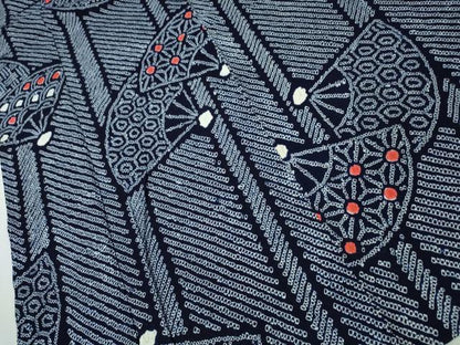 平和屋着物∴夏物 浴衣 有松鳴海絞り 扇面重ね吉祥文 綿 逸品 CAAW1072ng