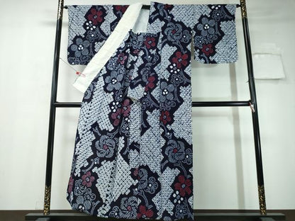 平和屋着物∴夏物 浴衣 有松鳴海絞り 枝捻じ梅文 綿 逸品 CAAW1073ng