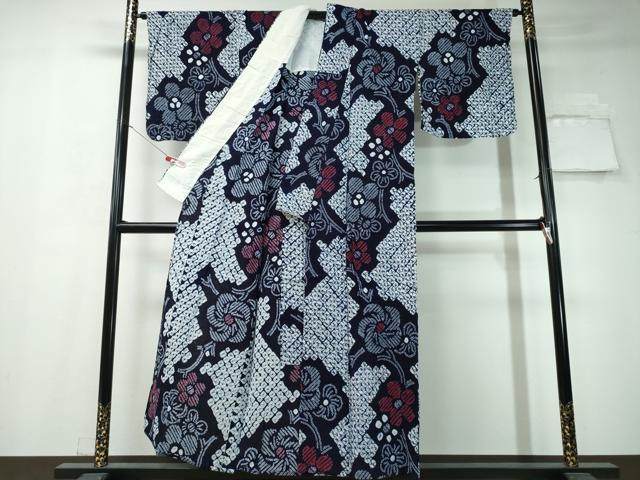平和屋着物∴夏物 浴衣 有松鳴海絞り 枝捻じ梅文 綿 逸品 CAAW1073ng