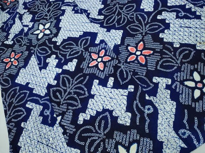 平和屋着物∴夏物　浴衣　有松鳴海絞り　枝花文　綿　逸品　未使用　CAAW1075ng