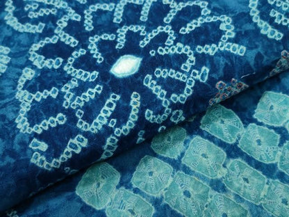 平和屋着物∴夏物　浴衣　有松鳴海絞り　流水扇面花文　綿　逸品　CAAW1076ng