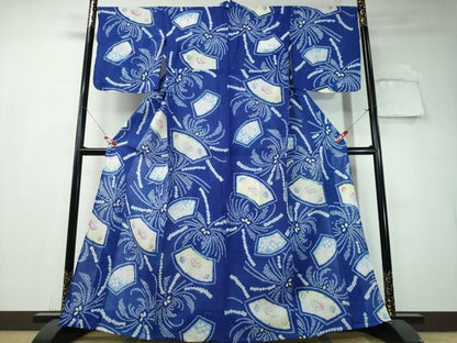平和屋着物∴夏物 浴衣 有松鳴海絞り 乱菊 地紙花文 綿 逸品 CAAW1079ng