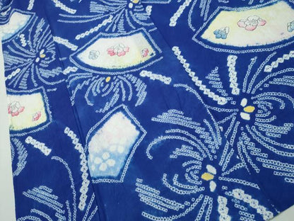 平和屋着物∴夏物 浴衣 有松鳴海絞り 乱菊 地紙花文 綿 逸品 CAAW1079ng