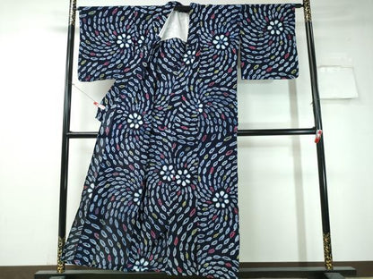 平和屋着物∴夏物 浴衣 有松鳴海絞り 花火 綿 逸品 CAAW1081ng