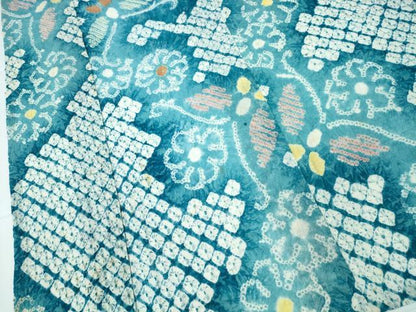 平和屋着物∴夏物 浴衣 有松鳴海絞り 舞蝶菊文 綿 逸品 CAAW1082ng