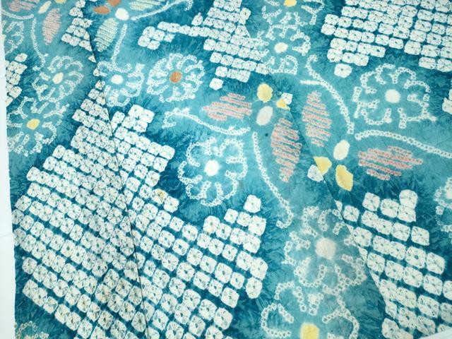 平和屋着物∴夏物 浴衣 有松鳴海絞り 舞蝶菊文 綿 逸品 CAAW1082ng