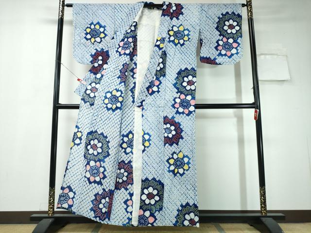 平和屋着物∴夏物 浴衣 有松鳴海絞り 舞花文 綿 逸品 CAAW1084ng